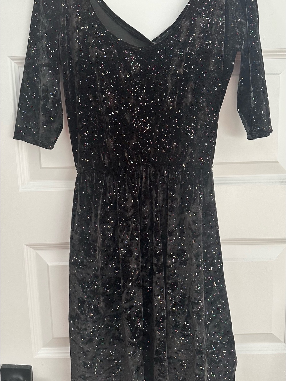 Black Velvet Sparkle Fit-and-Flare Dress